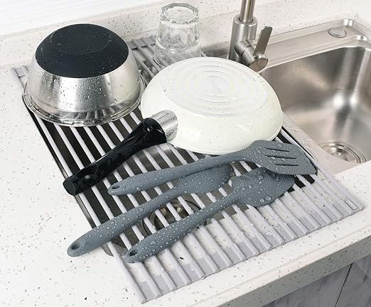 Buy a Multipurpose Roll-Up Dish Drying Rack Get 6 Reusable Silicone Stretch Lids FREE